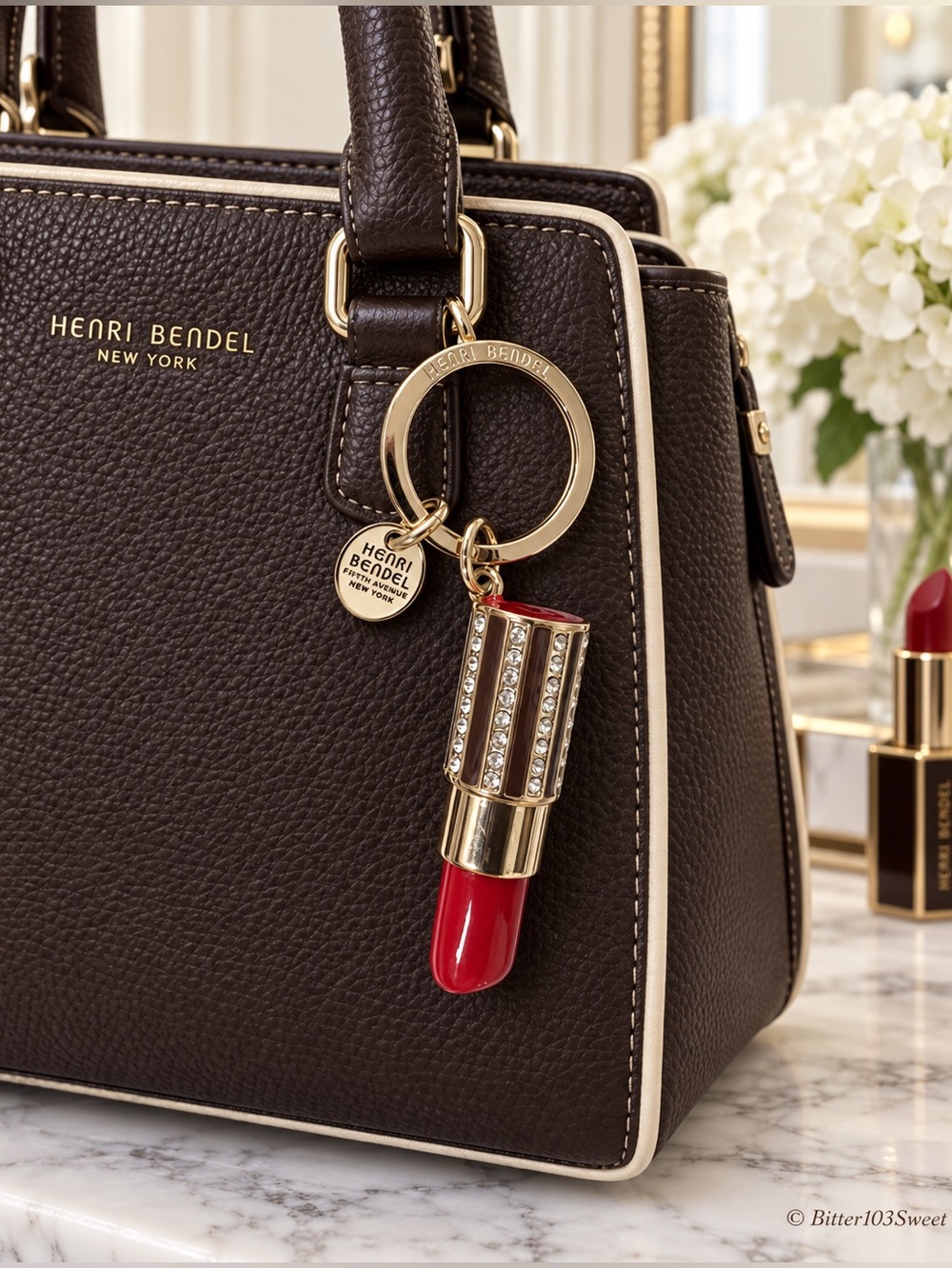 Henri Bendel Crystal Lipstick Bag Charm Keychain